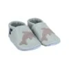 Lauflernschuhe / Lederpuschen Mit Delfin In Hellblau / Grau