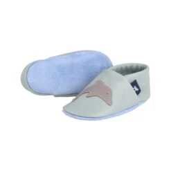 Lauflernschuhe / Lederpuschen Mit Delfin In Hellblau / Grau -Babyprodukte pantau its a small world lauflernschuhe lederpuschen mit delfin in hellblau grau 2