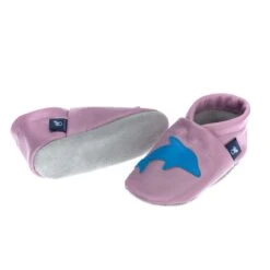 Lauflernschuhe / Lederpuschen Mit Delfin In Lila / Hellblau -Babyprodukte pantau its a small world lauflernschuhe lederpuschen mit delfin in lila hellblau 2