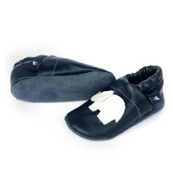 Lauflernschuhe / Lederpuschen Mit Elefant In Blau / Weiß -Babyprodukte pantau its a small world lauflernschuhe lederpuschen mit elefant in blau weiss 2