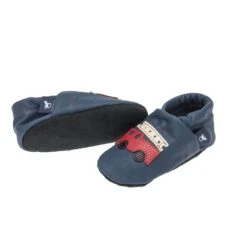 Lauflernschuhe / Lederpuschen Mit Feuerwehr In Blau / Rot -Babyprodukte pantau its a small world lauflernschuhe lederpuschen mit feuerwehr in blau rot 2