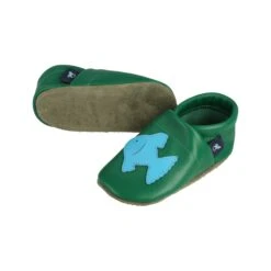 Lauflernschuhe / Lederpuschen Mit Fisch In Grün / Hellblau -Babyprodukte pantau its a small world lauflernschuhe lederpuschen mit fisch in grun hellblau 2