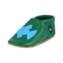 Lauflernschuhe / Lederpuschen Mit Fisch In Grün / Hellblau -Babyprodukte pantau its a small world lauflernschuhe lederpuschen mit fisch in grun hellblau 3