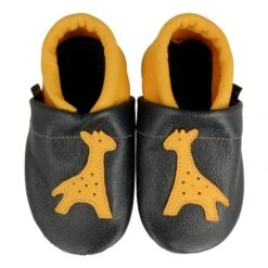 Lauflernschuhe / Lederpuschen Mit Giraffe In Blau / Gelb -Babyprodukte pantau its a small world lauflernschuhe lederpuschen mit giraffe in blau gelb 1