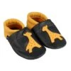 Lauflernschuhe / Lederpuschen Mit Giraffe In Blau / Gelb
