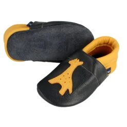 Lauflernschuhe / Lederpuschen Mit Giraffe In Blau / Gelb -Babyprodukte pantau its a small world lauflernschuhe lederpuschen mit giraffe in blau gelb 2
