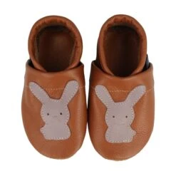 Lauflernschuhe / Lederpuschen Mit Hase In Braun / Grau -Babyprodukte pantau its a small world lauflernschuhe lederpuschen mit hase in braun grau 1