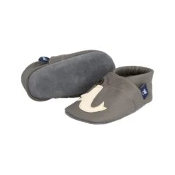 Lauflernschuhe / Lederpuschen Mit Robbe In Grau / Beige -Babyprodukte pantau its a small world lauflernschuhe lederpuschen mit robbe in grau beige 2