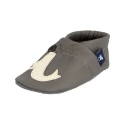 Lauflernschuhe / Lederpuschen Mit Robbe In Grau / Beige -Babyprodukte pantau its a small world lauflernschuhe lederpuschen mit robbe in grau beige 3