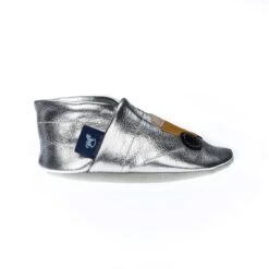 Lauflernschuhe / Lederpuschen Mit Traktor In Silber / Gelb -Babyprodukte pantau its a small world lauflernschuhe lederpuschen mit traktor in silber gelb 3