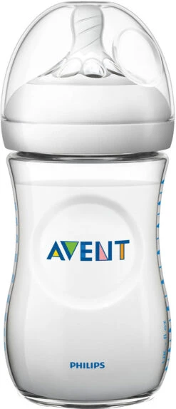 PHILIPS AVENT Weithalsflasche Naturnah 2.0 Mit Hangtab SCF033/16, PP, 260 Ml, Silikonsaug...