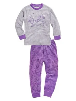 Playshoes Pyjama In Lila/ Grau