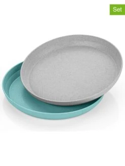 Reer 2er-Set: Teller In Grau/ Türkis - (H)2,5 X Ø 20 Cm