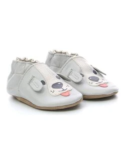 ROBEEZ Leder-Krabbelschuhe "Sweety Dog" In Hellgrau