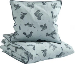 Sebra Satin Kinderbettwäsche Nightfall, Hazy Blue, 100 X 135 + 40 X 60 Cm