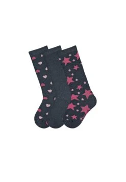 Sterntaler Kniestrümpfe Herzen, 3er-Pack In Marineblau