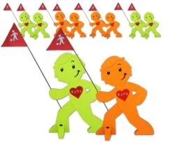 StreetBuddy Warnfigur Für Kindersicherheit In Grün Und Orange, 10-er Pack