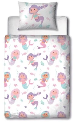 Baby Bettwäsche-Set Flanell "Meerjungfrau" In Weiß -Babyprodukte traumhelden baby bettwasche set flanell meerjungfrau in weiss 1