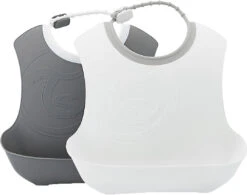 Twistshake Lätzchen, Pastel Grey & White, 2er Set