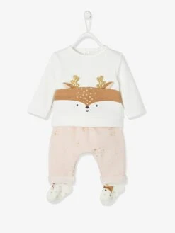 3tlg. Outfit In Weiß/ Rosé