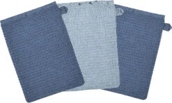 Waschhandschuh 3er Set, At Home Blau, 15 X 21 Cm