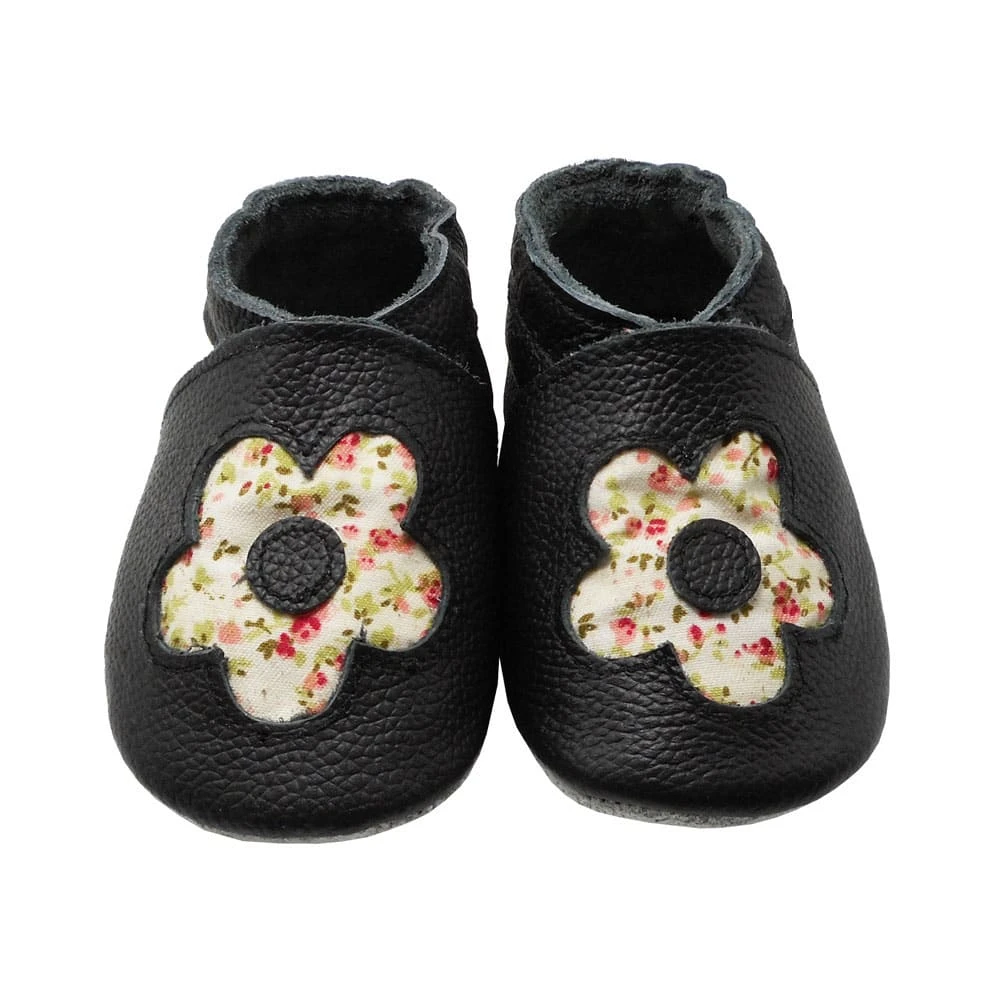 Baby Krabbelschuhe In Blume Schwarz 3 Baby Krabbelschuhe In Blume Schwarz