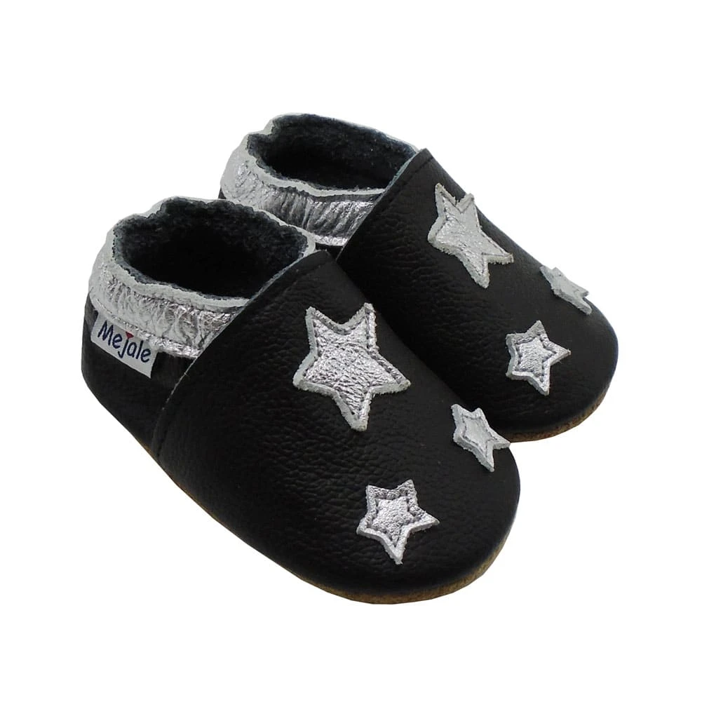 Baby Krabbelschuhe In Sterne Schwarz 4 Baby Krabbelschuhe In Sterne Schwarz – Bild 2