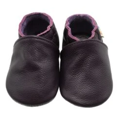 Leder-Krabbelschuhe In Dunkellila