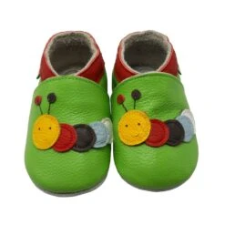 Leder-Krabbelschuhe "Raupe" In Grün